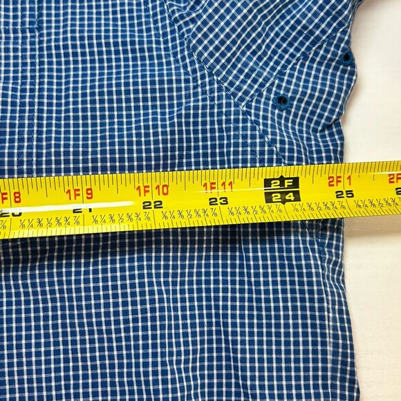 Ariat Pro Series Fitted Long Sleeve Blue Plaid Button down Shirt Men Large - Picture 8 of 11